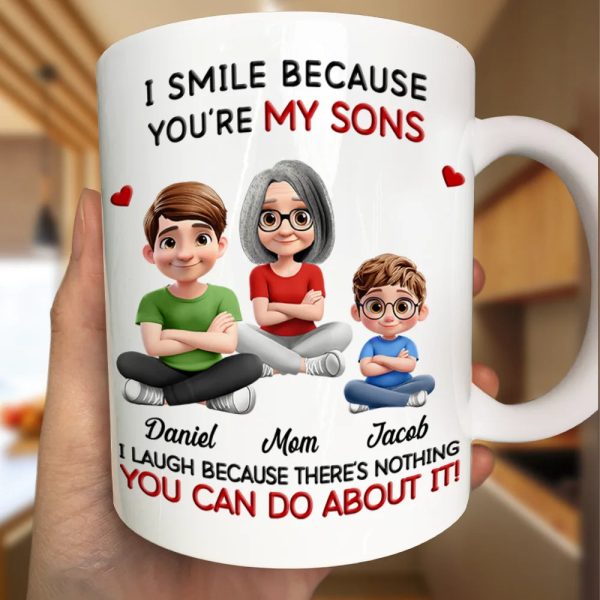 Mom Grandma I Smile Because You Are My Daughters Sons Grandkids - Personalized Mug