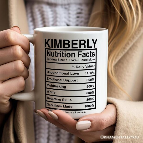 Mom Nutrition Facts Personalized Mug, Birthday Gift with Custom Name Mom Nutrition Facts Personalized Mug, Birthday Gift with Custom Name