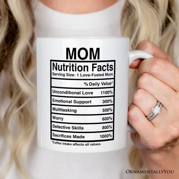 Mom Nutrition Facts Personalized Mug, Birthday Gift with Custom Name Mom Nutrition Facts Personalized Mug, Birthday Gift with Custom Name