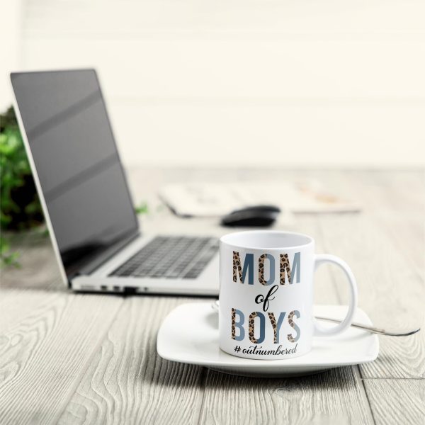 Mom Of Boys Outnumbered - Personalized Mug Mom Of Boys Outnumbered - Personalized Mug