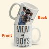 Mom Of Boys Outnumbered - Personalized Mug Mom Of Boys Outnumbered - Personalized Mug