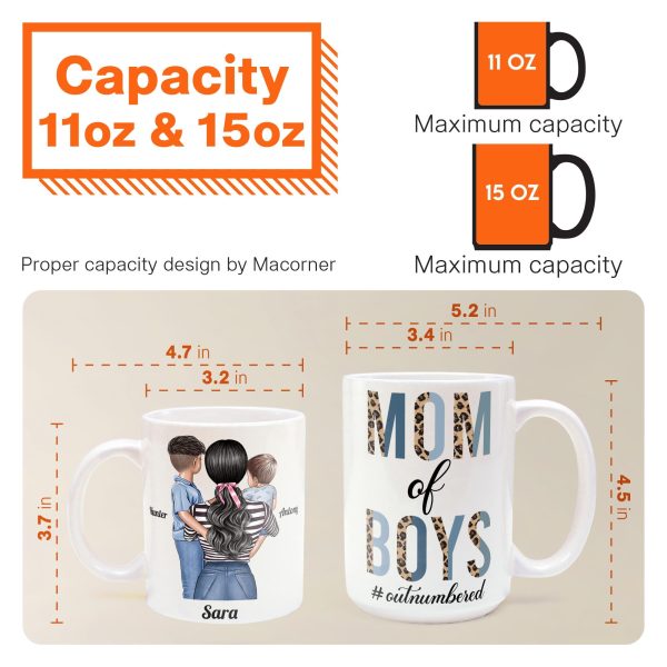 Mom Of Boys Outnumbered - Personalized Mug Mom Of Boys Outnumbered - Personalized Mug