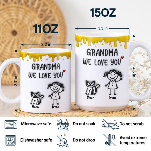 Mom We Love You 3D Inflated Effect Stick Figure - Personalized White Edge-to-Edge Mug Mom We Love You 3D Inflated Effect Stick Figure - Personalized White Edge-to-Edge Mug