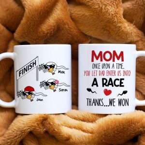 Mom, You Let Dad Enter Us Into A Race, Gift For Mom, Personalized Mug, Racing Sperm Mug, Mother's Day Gift