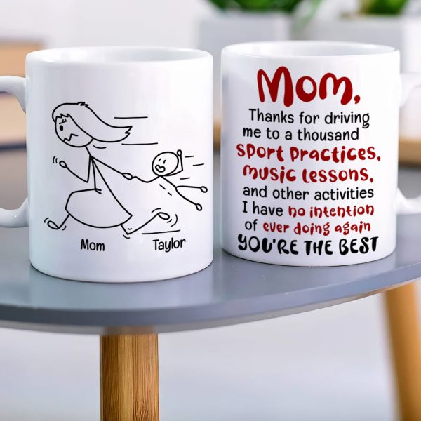 Mom You're The Best, Personalized Coffee Mug, Running With Mom Coffee Mug, Mother's Day Gift, Birthday Gift For Mom