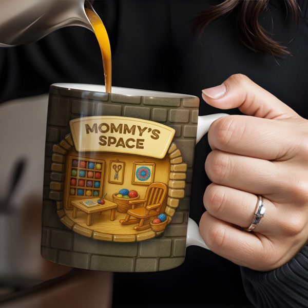Mommy's Space, Yarn, Chair, Thread Rack, Sewing Table - Personalized Custom Coffee Mug - FAM334_MG Mommy's Space, Yarn, Chair, Thread Rack, Sewing Table - Personalized Custom Coffee Mug - FAM334_MG