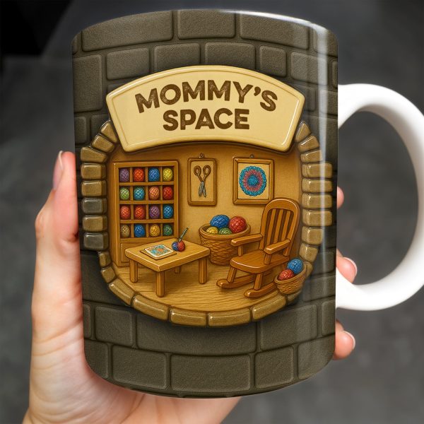 Mommy's Space, Yarn, Chair, Thread Rack, Sewing Table - Personalized Custom Coffee Mug - FAM334_MG Mommy's Space, Yarn, Chair, Thread Rack, Sewing Table - Personalized Custom Coffee Mug - FAM334_MG