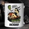 Monster Peep Show Pin-Up Personalized Mug, Retro Horror Halloween Gift with Custom Name