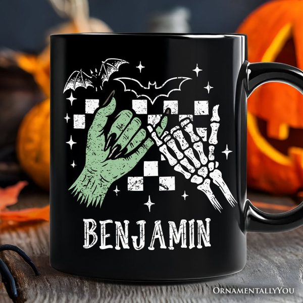 Monster Skeleton Pinky Promise Personalized Mug, Funny Spooky Halloween Mug Monster Skeleton Pinky Promise Personalized Mug, Funny Spooky Halloween Mug