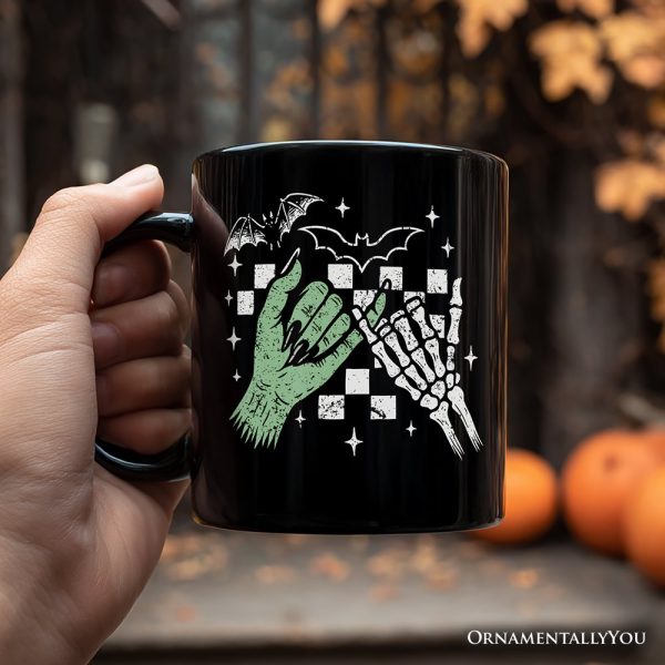 Monster Skeleton Pinky Promise Personalized Mug, Funny Spooky Halloween Mug Monster Skeleton Pinky Promise Personalized Mug, Funny Spooky Halloween Mug