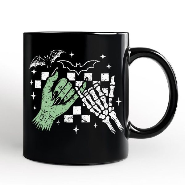 Monster Skeleton Pinky Promise Personalized Mug, Funny Spooky Halloween Mug Monster Skeleton Pinky Promise Personalized Mug, Funny Spooky Halloween Mug
