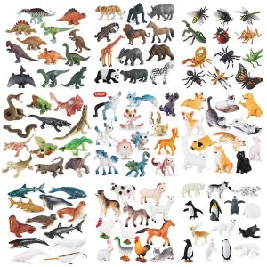 Montessori Miniature Lion Shark Horse Dinosaur Animals Model Set Action Figures