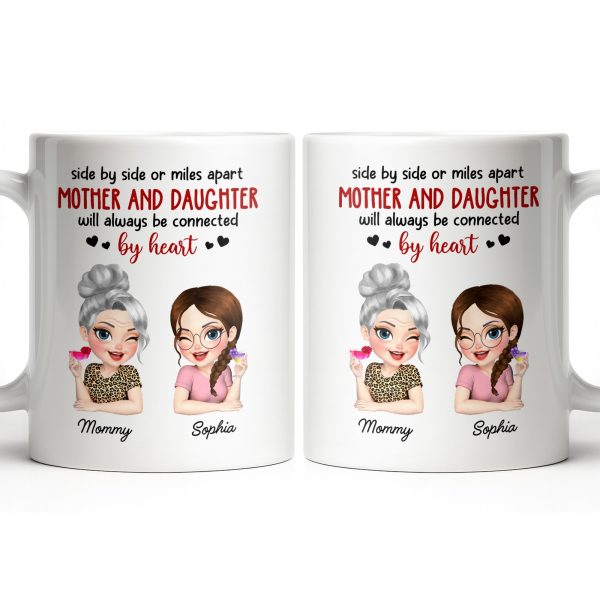 Mother And Daughter Will Always Be Connected By Heart - Personalized Custom Coffee Mug - MOM142_MG Mother And Daughter Will Always Be Connected By Heart - Personalized Custom Coffee Mug - MOM142_MG