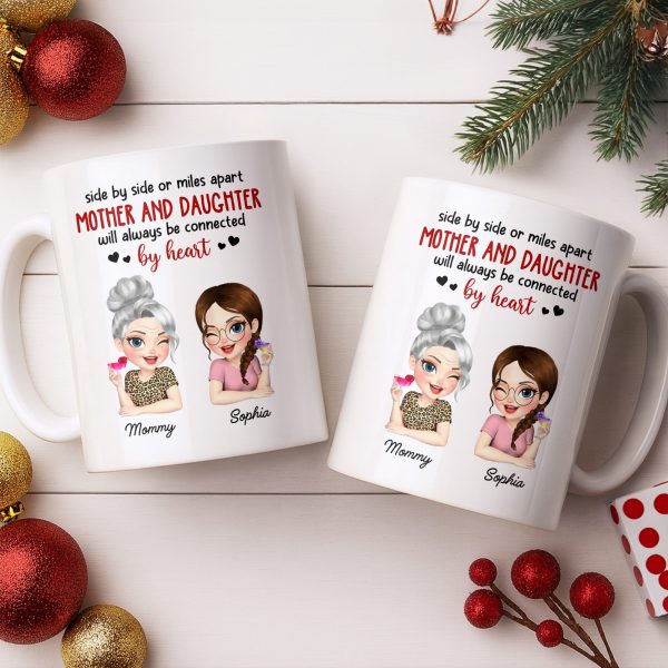 Mother And Daughter Will Always Be Connected By Heart - Personalized Custom Coffee Mug - MOM142_MG Mother And Daughter Will Always Be Connected By Heart - Personalized Custom Coffee Mug - MOM142_MG