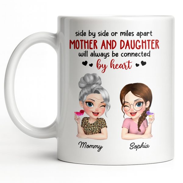 Mother And Daughter Will Always Be Connected By Heart - Personalized Custom Coffee Mug - MOM142_MG Mother And Daughter Will Always Be Connected By Heart - Personalized Custom Coffee Mug - MOM142_MG