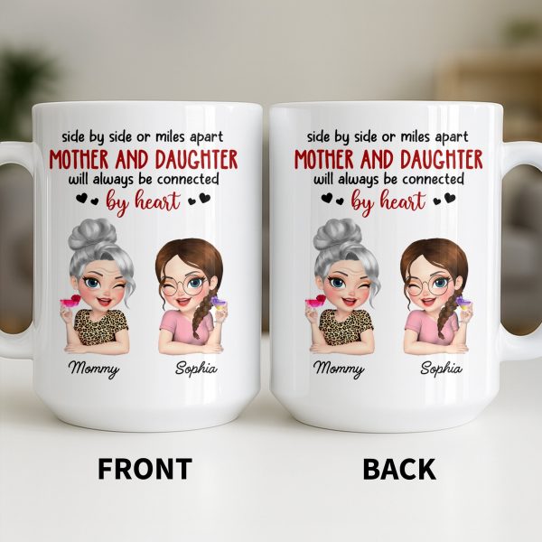 Mother And Daughter Will Always Be Connected By Heart - Personalized Custom Coffee Mug - MOM142_MG Mother And Daughter Will Always Be Connected By Heart - Personalized Custom Coffee Mug - MOM142_MG