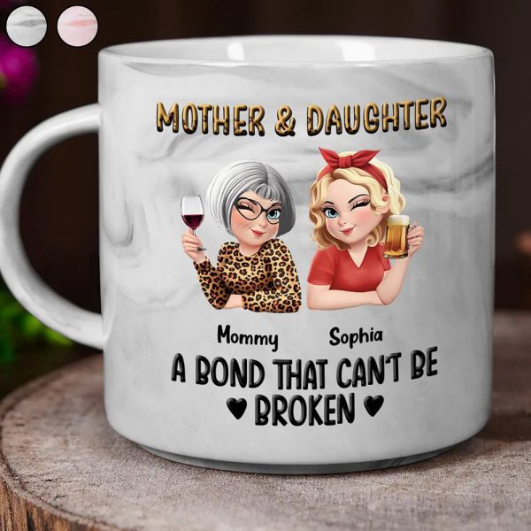 Mother & Daughters A Bond That Can't Be Broken 3D Effect - Personalized Marble Mug