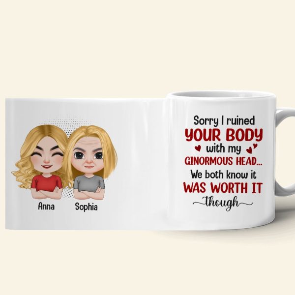 Mother, Mom Sorry I Ruined Your Body With My Ginormous Head, Personalized Mug, Gift For Mother Mother, Mom Sorry I Ruined Your Body With My Ginormous Head, Personalized Mug, Gift For Mother