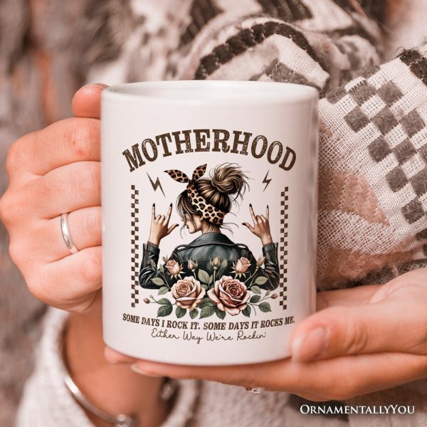 Motherhood Mama Rock Personalized Mug, Retro Gift for Strong Moms With Custom Name Motherhood Mama Rock Personalized Mug, Retro Gift for Strong Moms With Custom Name
