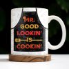 Mr. Good Lookin' Is Cookin' Apron And BBQ Grill Design - Personalized Custom Coffee Mug - GRILL004_MG Mr. Good Lookin' Is Cookin' Apron And BBQ Grill Design - Personalized Custom Coffee Mug - GRILL004_MG