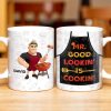 Mr. Good Lookin' Is Cookin' Apron And BBQ Grill Design - Personalized Custom Coffee Mug - GRILL004_MG Mr. Good Lookin' Is Cookin' Apron And BBQ Grill Design - Personalized Custom Coffee Mug - GRILL004_MG
