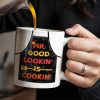 Mr. Good Lookin' Is Cookin' Apron And BBQ Grill Design - Personalized Custom Coffee Mug - GRILL004_MG Mr. Good Lookin' Is Cookin' Apron And BBQ Grill Design - Personalized Custom Coffee Mug - GRILL004_MG
