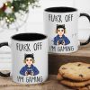 Mug with Custom Gamer Avatar, Do Not Disturb Theme, Fun & Cute Desk Coffee Cup, Unique Gift for Boyfriend or Coworker