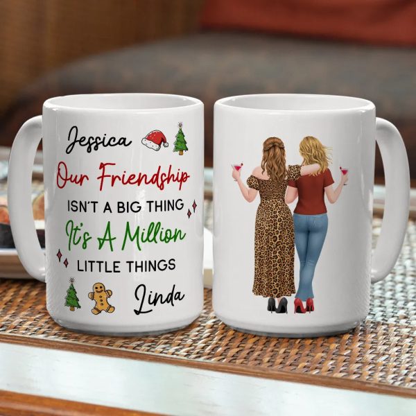 Mug with Friendship Quote & Festive Friends Art, cozy holiday coffee, unique gift for Best Friend