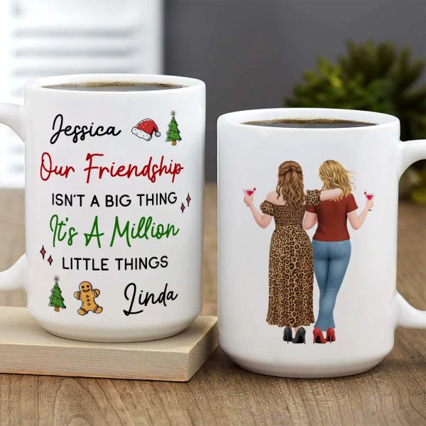 Mug with Friendship Quote & Festive Friends Art, cozy holiday coffee, unique gift for Best Friend