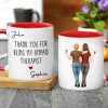 Mug with Hugging Friends Art, Thank You for Being My Unpaid Therapist, Customizable Unique Gift for Coworker or Best Friend