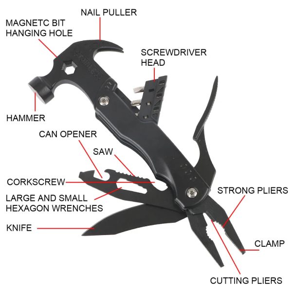 Multifunctional Pliers With Folding Nail Hammer Multifunctional Pliers With Folding Nail Hammer