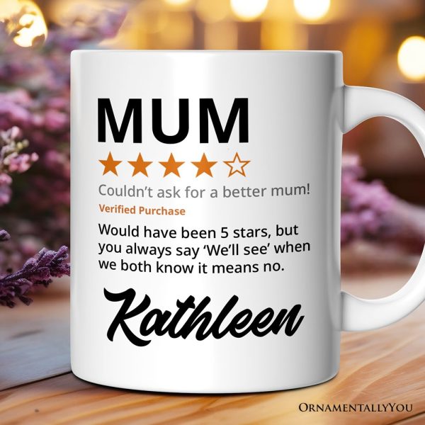 Mum Star Reviewed Personalized Mug, Playful Mother Gift With Custom Name Mum Star Reviewed Personalized Mug, Playful Mother Gift With Custom Name