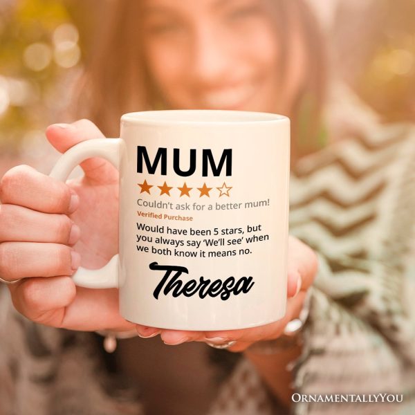 Mum Star Reviewed Personalized Mug, Playful Mother Gift With Custom Name Mum Star Reviewed Personalized Mug, Playful Mother Gift With Custom Name
