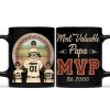 MVP Most Valuable Papa - Gift For Dad, Father, Baseball, Softball Fans - Personalized Custom Black Mug MVP Most Valuable Papa - Gift For Dad, Father, Baseball, Softball Fans - Personalized Custom Black Mug