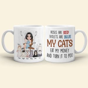 My Cats Eat My Money And Turn It To Poo, Dad Mom Pet Lover Personalized Coffee Mug White Mug, Gift For Dad Mom