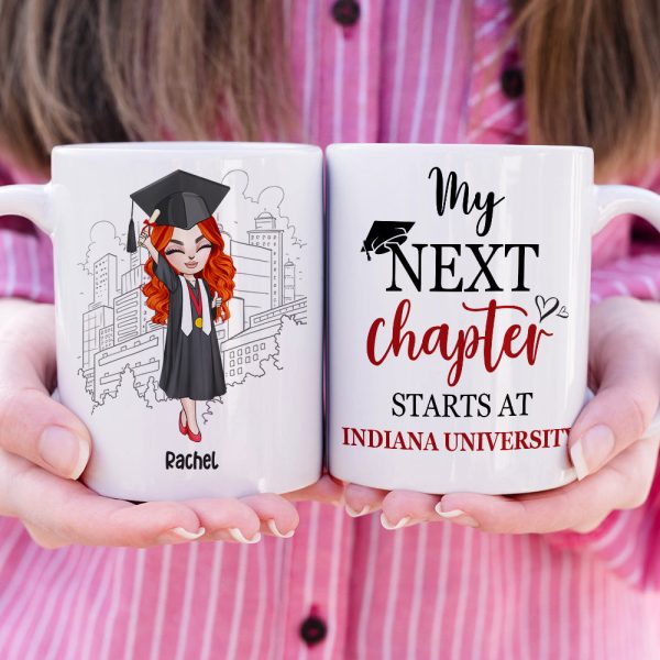My Next Chapter Starts At University - Personalized White Mug - Chibi Graduation Front View My Next Chapter Starts At University - Personalized White Mug - Chibi Graduation Front View