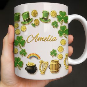 My Shamrock Leprechaun Hat And Rainbow Mug - Personalized Custom Coffee Mug - FAM802_MG