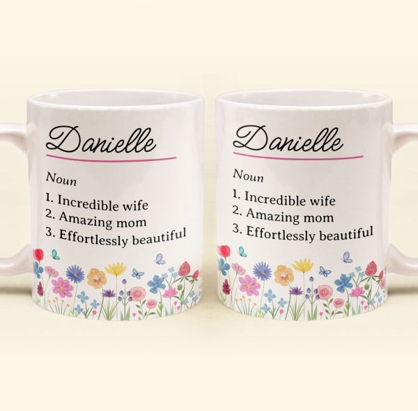 Name Definition With Feminine Wildflower - Personalized Mug Name Definition With Feminine Wildflower - Personalized Mug
