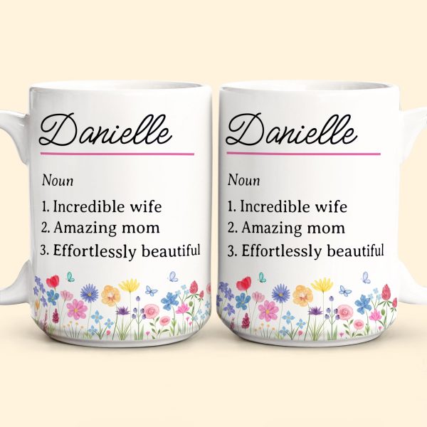 Name Definition With Feminine Wildflower - Personalized Mug Name Definition With Feminine Wildflower - Personalized Mug