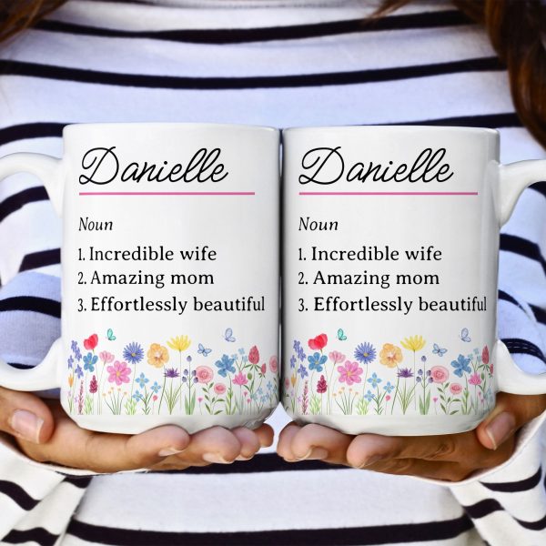 Name Definition With Feminine Wildflower - Personalized Mug Name Definition With Feminine Wildflower - Personalized Mug