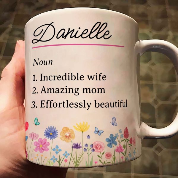 Name Definition With Feminine Wildflower - Personalized Mug Name Definition With Feminine Wildflower - Personalized Mug
