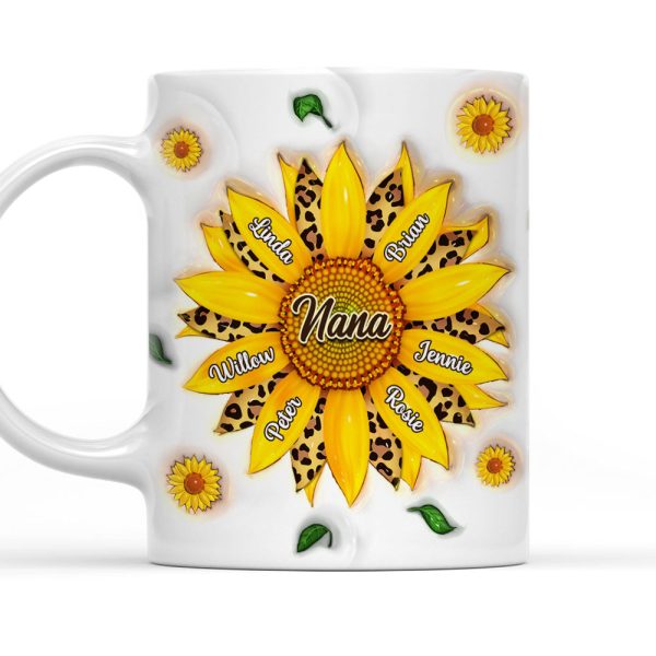 Nana Sunflower - Personalized 3D Inflated Effect Ceramic Mug - Gift For Mom, Grandma, Mother's Day NA94 Nana Sunflower - Personalized 3D Inflated Effect Ceramic Mug - Gift For Mom, Grandma, Mother's Day NA94