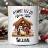 Nativity Holy Family Jesus Christmas Personalized Mug, Imitation Latch Hook Yarn Cozy Christian Gift with Custom Name