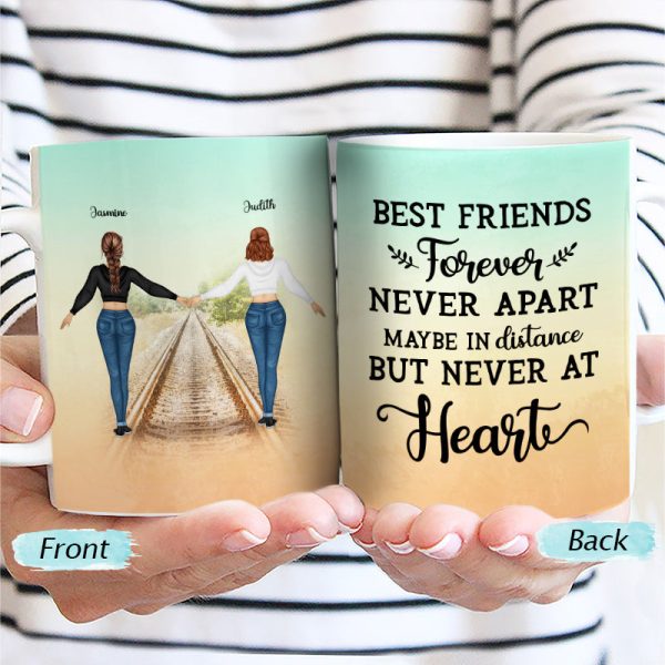 Never At Heart - Gift For Besties, Best Friends, BFF - Personalized Custom White Edge-To-Edge Mug Never At Heart - Gift For Besties, Best Friends, BFF - Personalized Custom White Edge-To-Edge Mug