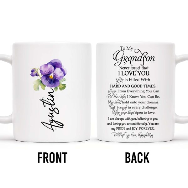 Never Forget That I Love You Grandson Pansy Flower Mug - Personalized Custom Coffee Mug - GSN025_MG Never Forget That I Love You Grandson Pansy Flower Mug - Personalized Custom Coffee Mug - GSN025_MG