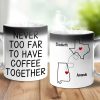 Never Too Far To Have Coffee Together - Bestie Personalized Custom Color Changing Mug - Christmas Gift For Best Friends, BFF, Sisters Never Too Far To Have Coffee Together - Bestie Personalized Custom Color Changing Mug - Christmas Gift For Best Friends, BFF, Sisters