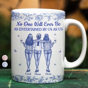 No One Will Ever Be As Entertained By Us As Us Bestie Toile - Personalized White Edge-to-Edge Mug