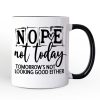 Nope Not Today Funny Personalized Mug, Sassy Lazy Day Quote Gift with Custom Name Nope Not Today Funny Personalized Mug, Sassy Lazy Day Quote Gift with Custom Name
