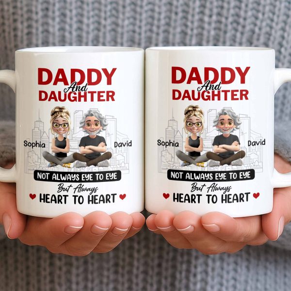 Not Always Eye To Eye But Always Heart To Heart, Cityscape - Personalized Custom Coffee Mug - DAD280_MG Not Always Eye To Eye But Always Heart To Heart, Cityscape - Personalized Custom Coffee Mug - DAD280_MG