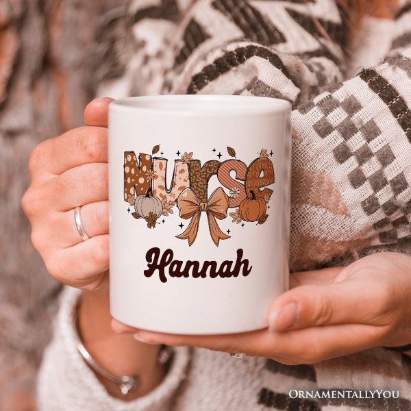 Nurse Coquette Autumn Personalized Mug, Cozy Fall Pumpkins Gift with Custom Name Nurse Coquette Autumn Personalized Mug, Cozy Fall Pumpkins Gift with Custom Name